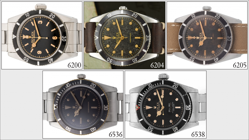Comparing all five vintage early Rolex Submariner references from the 1950s