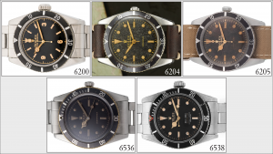 Comparing all five vintage early Rolex Submariner references from the 1950s